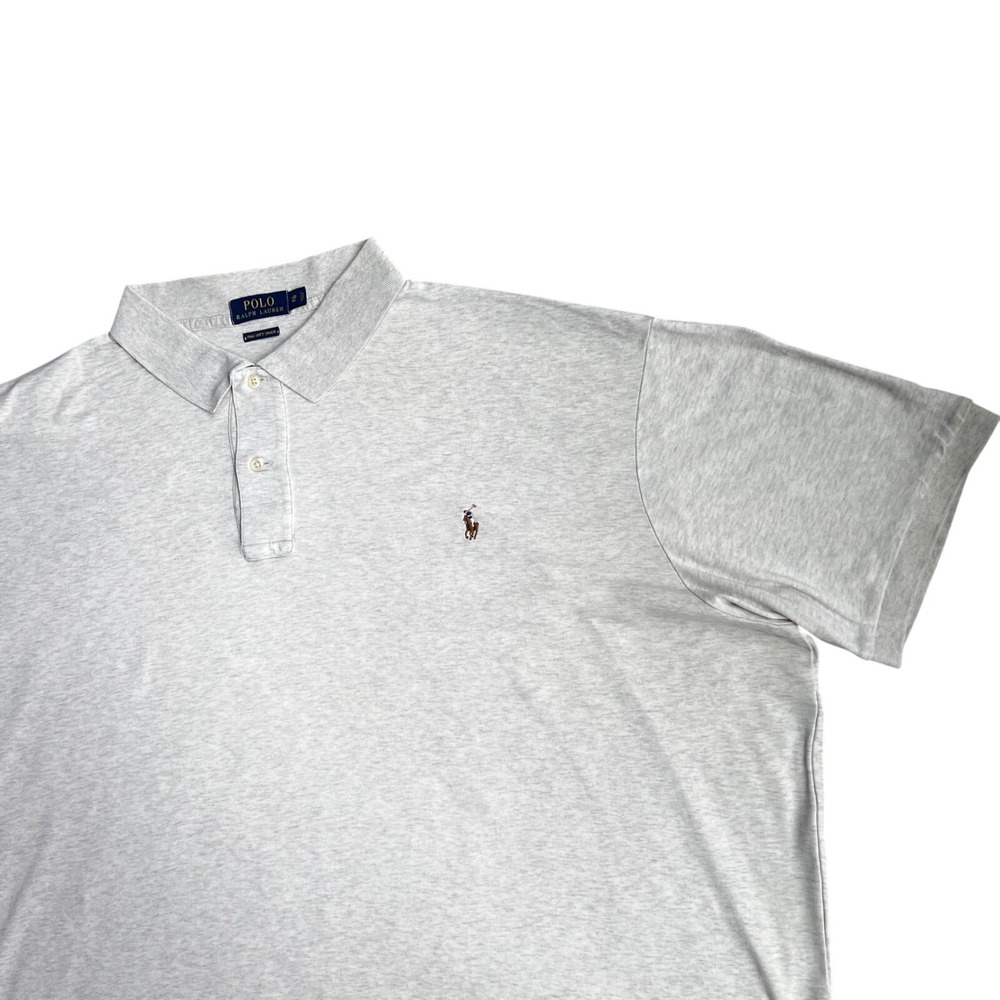 Polo Ralph Lauren Polo Shirt Mens 3XB Big Gray Pima Soft Touch Cotton Pony Logo